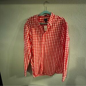 Red and White Checkered Men's Shirt j crew
